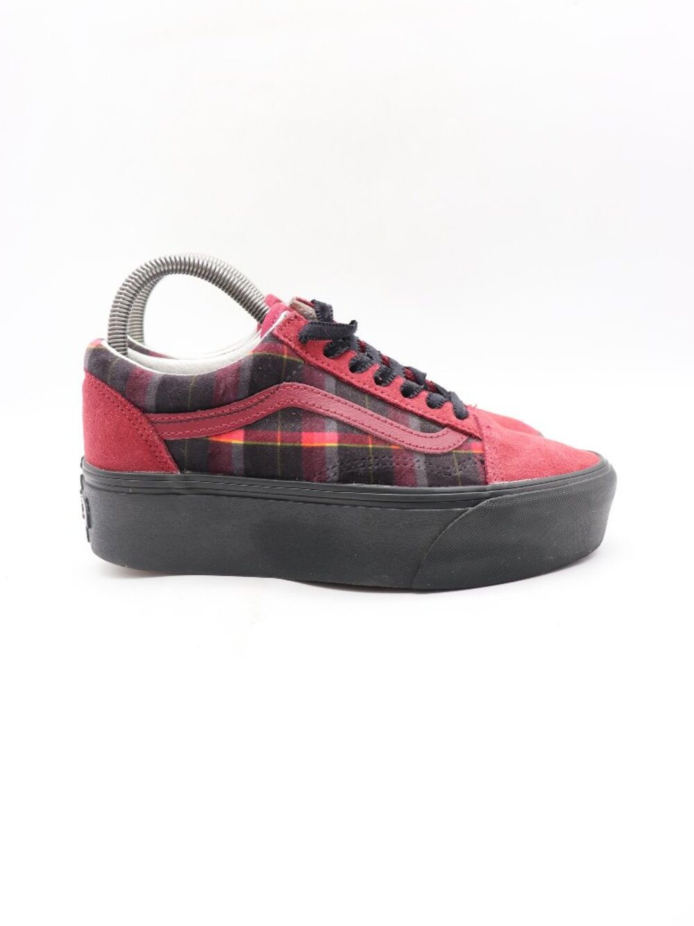 VANS Old Skool Platform Shoes Women's Size 6.5 Red Black Plaid Sneaker